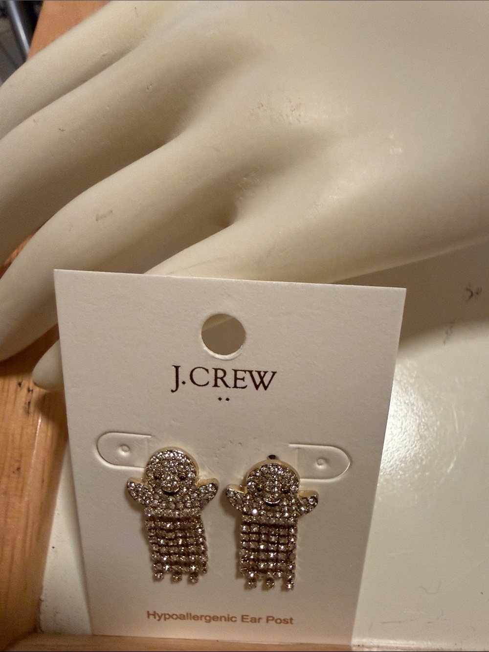 J. Crew Gold Crystal Fringe Ghost Stud Earrings for Halloween